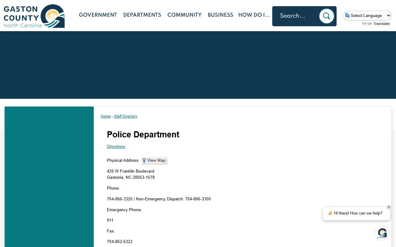 Gaston County phone directory staff directory entry