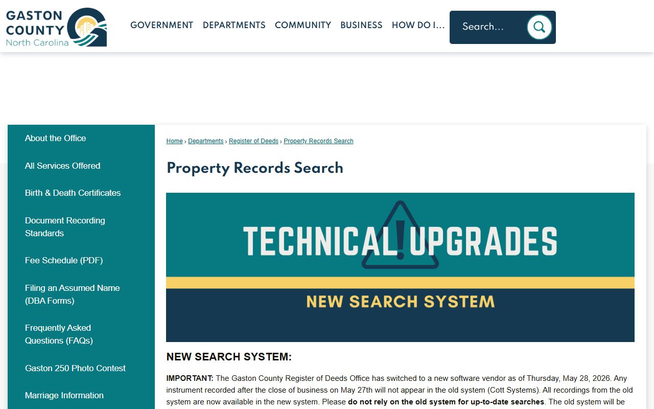 Gaston County phone directory register of deeds property records