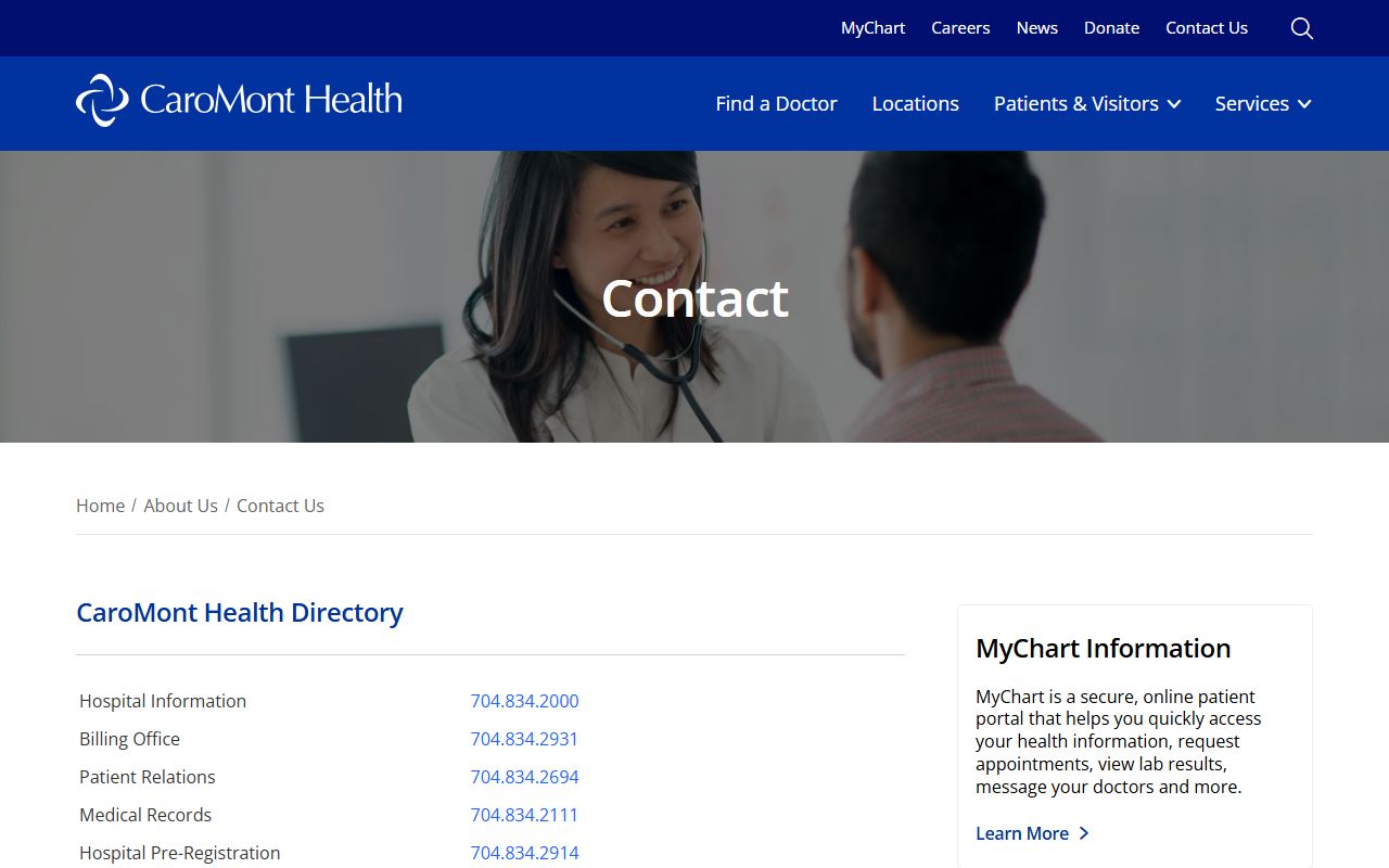 Gaston County phone numbers CaroMont Health contact directory