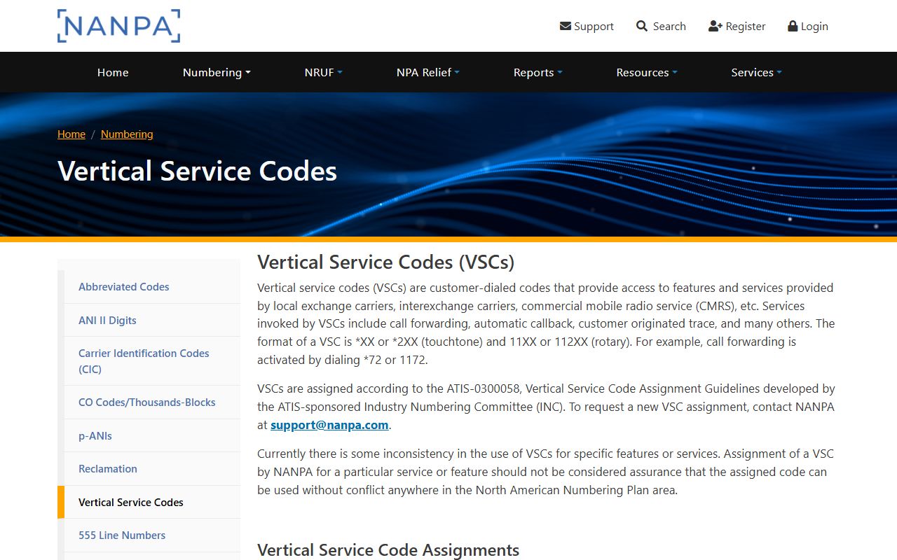 Gaston County phone codes NANPA vertical service star codes reference